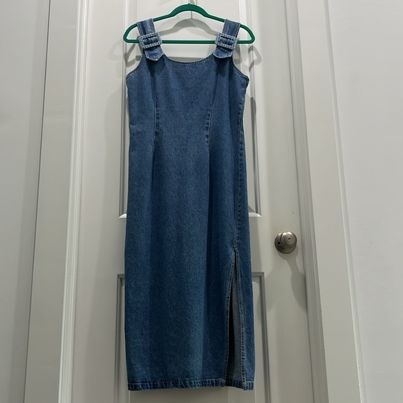 Vintage Switch Denim Midi Tank Dress Sz 9 Medium - Picture 3 of 7